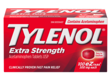 A packet of TYLENOL® Extra Strength Acetaminophen Tablets for Fast Pain Relief, 100 EZ tablets