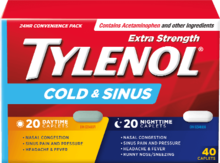 Extra Strength TYLENOL® Cold & Sinus Daytime & Nighttime, 40 tablets