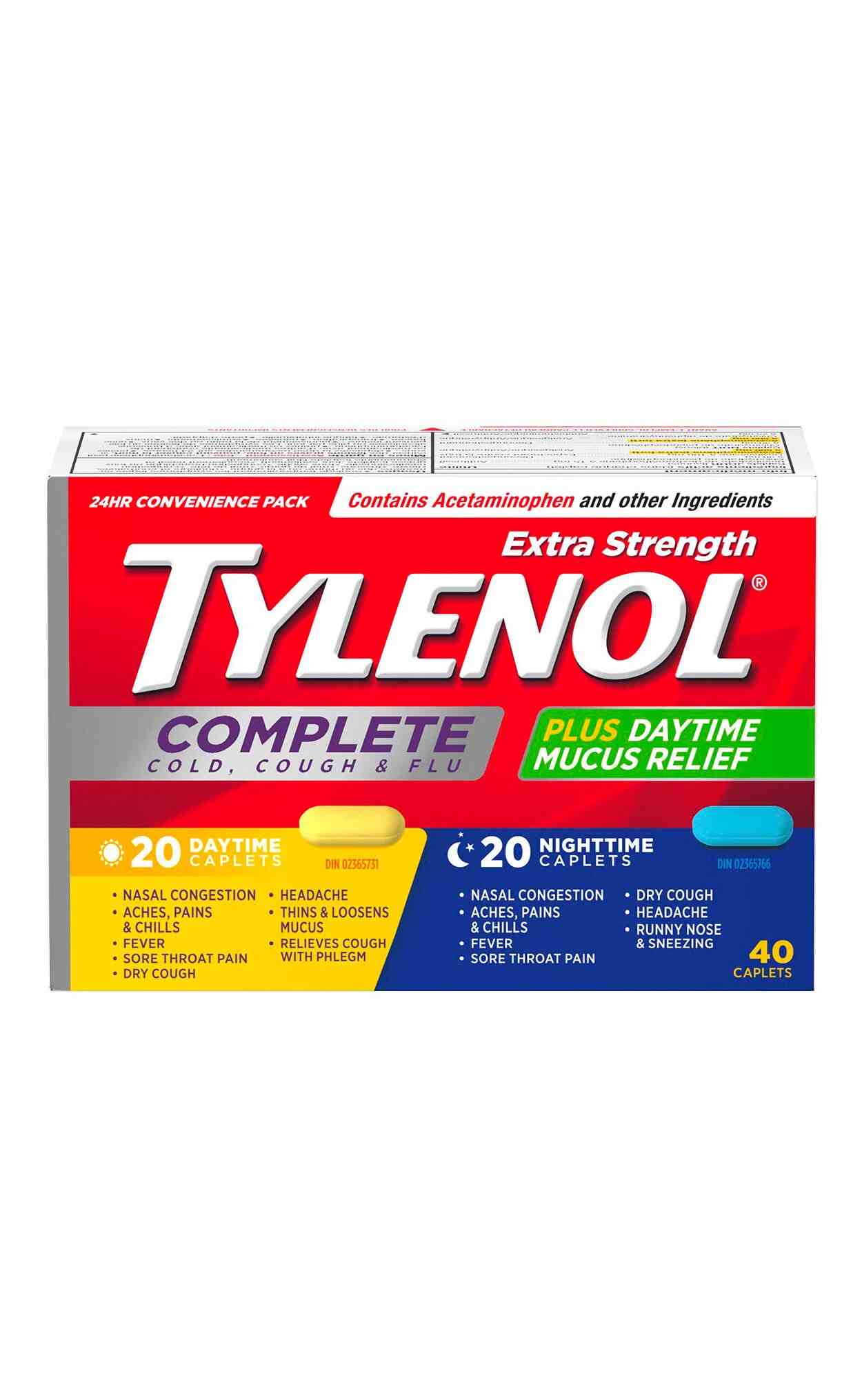 Extra Strength TYLENOL® Complete Cold, Cough & Flu Daytime & Nighttime, 40 tablets